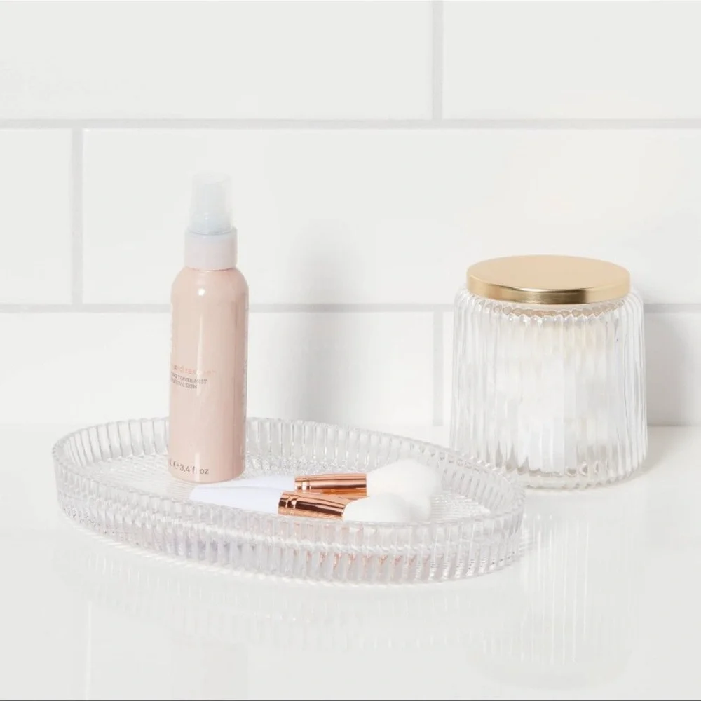 Target Threshold Ribbed Glass Vanity Tray Clear
